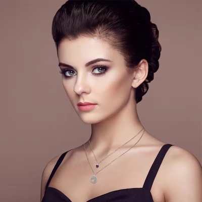 YASVITTI Grátis Rodio Revestido 925 Sterling Silver Zircon Joias Personalizadas Romântico Rosa Coração Bling Charm Necklace