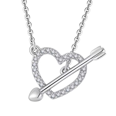 YASVITTI 925 Sterling Silver Necklace Feminino 'Uma seta no coração' Zircon Stone Valentine's Day Party Gift