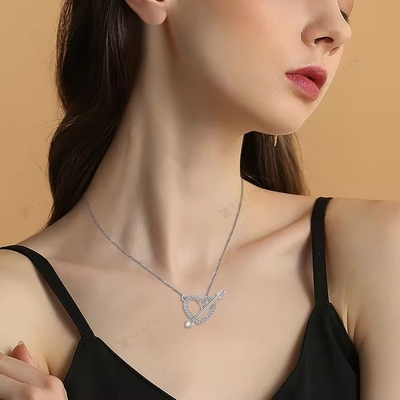 YASVITTI 925 Sterling Silver Necklace Feminino 'Uma seta no coração' Zircon Stone Valentine's Day Party Gift