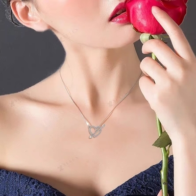 YASVITTI 925 Sterling Silver Necklace Feminino 'Uma seta no coração' Zircon Stone Valentine's Day Party Gift