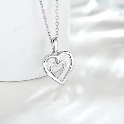 YASVITTI 925 Prata Esterlina Dupla Oca CZ Pedra Jóias Diamante Personalizado Grande Mini Colar em Forma de Coração