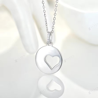 YASVITTI Romantic 925 Sterling Silver Necklace Rodium Plated Coin Hollow Love Heart Pendant Necklace para o Dia dos Namorados