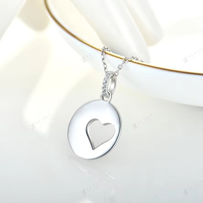 YASVITTI Romantic 925 Sterling Silver Necklace Rodium Plated Coin Hollow Love Heart Pendant Necklace para o Dia dos Namorados