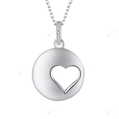 YASVITTI Romantic 925 Sterling Silver Necklace Rodium Plated Coin Hollow Love Heart Pendant Necklace para o Dia dos Namorados