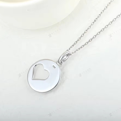 YASVITTI Romantic 925 Sterling Silver Necklace Rodium Plated Coin Hollow Love Heart Pendant Necklace para o Dia dos Namorados