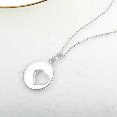 YASVITTI Romantic 925 Sterling Silver Necklace Rodium Plated Coin Hollow Love Heart Pendant Necklace para o Dia dos Namorados