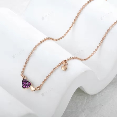 YASVITTI Jóias de Dia dos Namorados 925 Sterling Prata Colar de Pedras preciosas Diamante Rosa Dourado Colar de Coração
