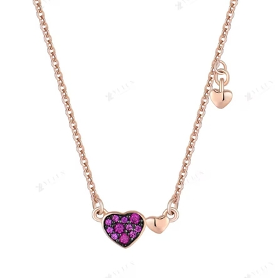 YASVITTI Jóias de Dia dos Namorados 925 Sterling Prata Colar de Pedras preciosas Diamante Rosa Dourado Colar de Coração