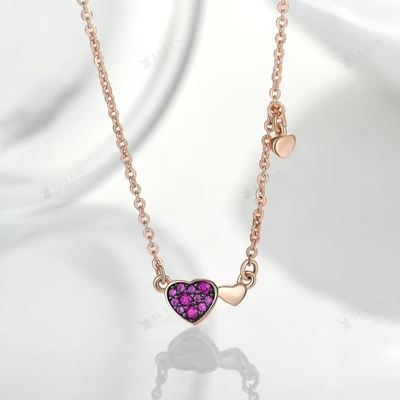 YASVITTI Jóias de Dia dos Namorados 925 Sterling Prata Colar de Pedras preciosas Diamante Rosa Dourado Colar de Coração