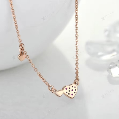 YASVITTI Jóias de Dia dos Namorados 925 Sterling Prata Colar de Pedras preciosas Diamante Rosa Dourado Colar de Coração