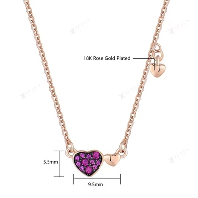 YASVITTI Jóias de Dia dos Namorados 925 Sterling Prata Colar de Pedras preciosas Diamante Rosa Dourado Colar de Coração