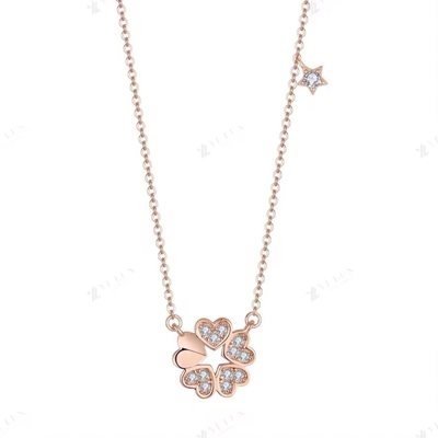 YASVITTI 925 Colar de prata esterlina Mulheres Star Charms Joias delicadas Forma de flor 14K Colar de coração dourado rosa