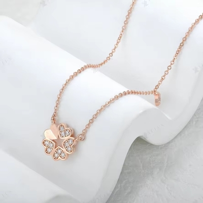 YASVITTI 925 Colar de prata esterlina Mulheres Star Charms Joias delicadas Forma de flor 14K Colar de coração dourado rosa