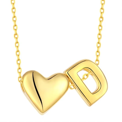 YASVITTI Personalizado 925 Sterling Prata Coração Inicial Colar 18K Placado em Ouro Luxo Carta Coração Colar Para Meninas