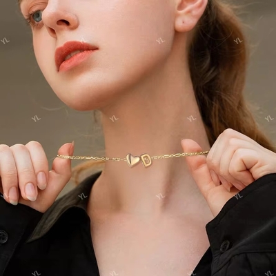 YASVITTI Personalizado 925 Sterling Prata Coração Inicial Colar 18K Placado em Ouro Luxo Carta Coração Colar Para Meninas