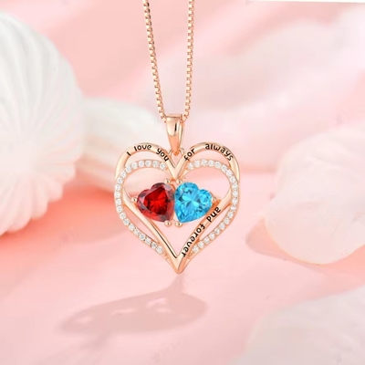 YASVITTI 925 Prata Esterlina Amor Eterno Colar Coração Colar Personalizado Cristais Revestidos de Ouro Rosa Colar CZ
