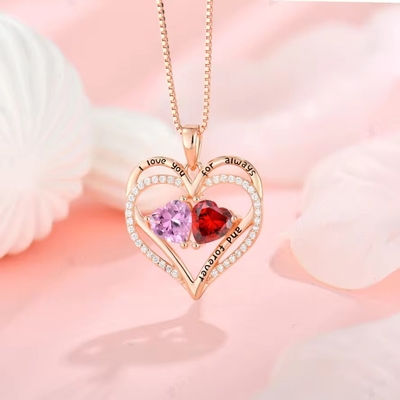 YASVITTI 925 Prata Esterlina Amor Eterno Colar Coração Colar Personalizado Cristais Revestidos de Ouro Rosa Colar CZ