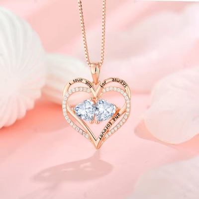 YASVITTI 925 Prata Esterlina Amor Eterno Colar Coração Colar Personalizado Cristais Revestidos de Ouro Rosa Colar CZ