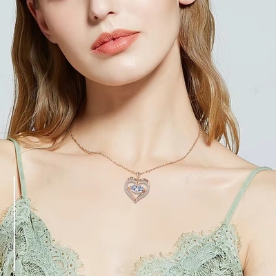 YASVITTI 925 Prata Esterlina Amor Eterno Colar Coração Colar Personalizado Cristais Revestidos de Ouro Rosa Colar CZ