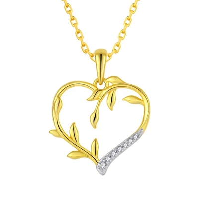 YASVITTI Custom 18K Gold Plating Heart Leaf Pendant Necklace 925 Prata Jóias Finas