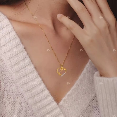 YASVITTI Custom 18K Gold Plating Heart Leaf Pendant Necklace 925 Prata Jóias Finas