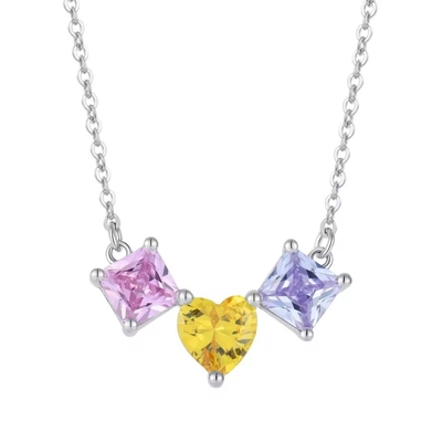 YASVITTI 925 Prata Esterlina Multicolorado em Forma de Coração Circônio Pendente Colar Rodium Revestido de jóias Wholesale
