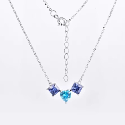 YASVITTI 925 Prata Esterlina Multicolorado em Forma de Coração Circônio Pendente Colar Rodium Revestido de jóias Wholesale