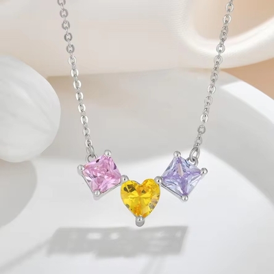 YASVITTI 925 Prata Esterlina Multicolorado em Forma de Coração Circônio Pendente Colar Rodium Revestido de jóias Wholesale