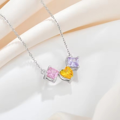 YASVITTI 925 Prata Esterlina Multicolorado em Forma de Coração Circônio Pendente Colar Rodium Revestido de jóias Wholesale