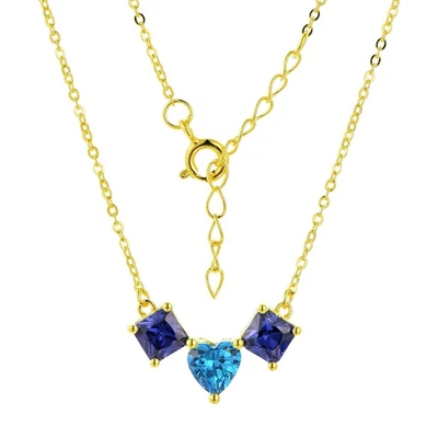 YASVITTI 925 Prata Esterlina Multicolorado em Forma de Coração Circônio Pendente Colar Rodium Revestido de jóias Wholesale