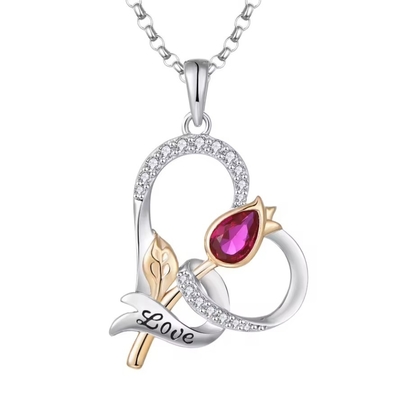YASVITTI Custom Sterling Silver 925 Heart Rose Flower Necklace Classic Rose Gold Plated Bridesmaid Fábrica por atacado