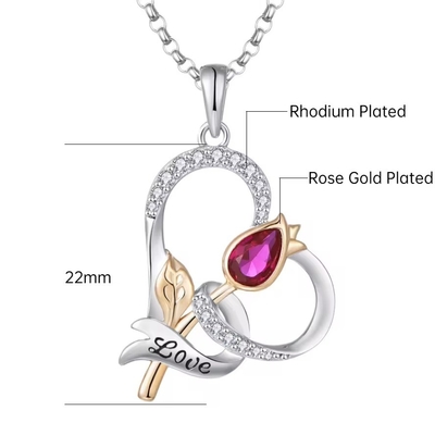 YASVITTI Custom Sterling Silver 925 Heart Rose Flower Necklace Classic Rose Gold Plated Bridesmaid Fábrica por atacado