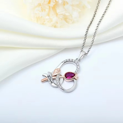 YASVITTI Custom Sterling Silver 925 Heart Rose Flower Necklace Classic Rose Gold Plated Bridesmaid Fábrica por atacado