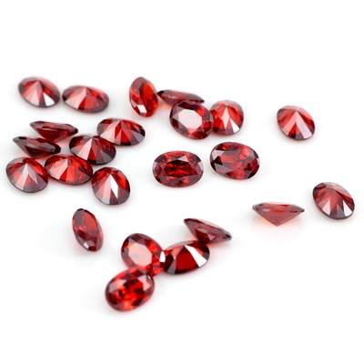 8*12mm Moissanite colorido Oval sangue vermelho cristal de vidro Moissanite para anéis de noivado