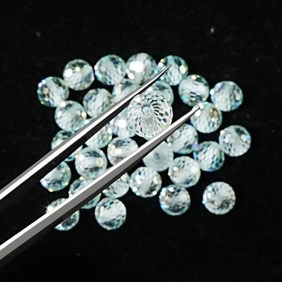 Materiais de pedra sintética laboratório criado contas de moissanite azul redondo para fabricação de jóias