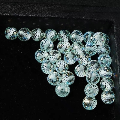 Materiais de pedra sintética laboratório criado contas de moissanite azul redondo para fabricação de jóias