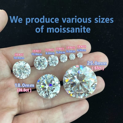 5mm-20mm VVS1 Branco Redondo Cortado Solto Moissanite Pedra Tratada a Calor para Brincos de Cabeça
