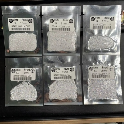5A Qualidade 1000pcs/saco 1mm - 3,0mm Pedra Gemas Branco Circônio cúbico Para jóias