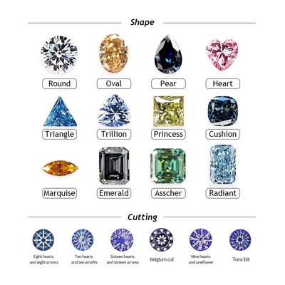 Diamante de moissanita de corte oval brilhante 3*5mm-10*14mm Dimensão pequena para fabricação de jóias