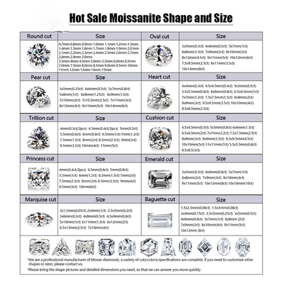 Diamante de moissanita de corte oval brilhante 3*5mm-10*14mm Dimensão pequena para fabricação de jóias