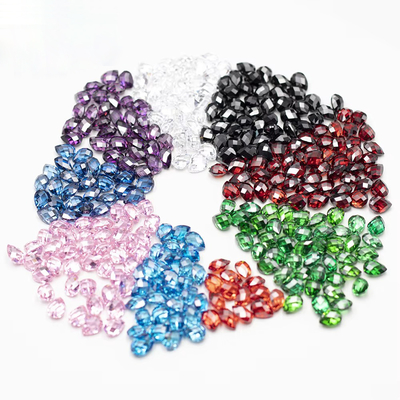 Rosa Granate Verde Branco Laranja Azul Pedras preciosas Forma de pera Tartaruga dupla Zirconia cúbica facetada