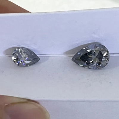 Venda a retalho 0.5ct 1ct 2ct Mossinato cinza diamante gema cinza cor oval pêra corte solto anéis de casamento de moissanite natural