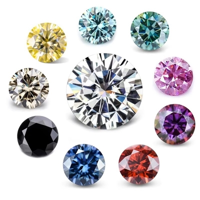 Gráfico GRA Moissanite cinza rosa amarelo champanhe azul verde redondo moissanite de corte solto diamante para fabricação de jóias