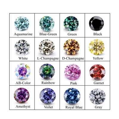 Gráfico GRA Moissanite cinza rosa amarelo champanhe azul verde redondo moissanite de corte solto diamante para fabricação de jóias
