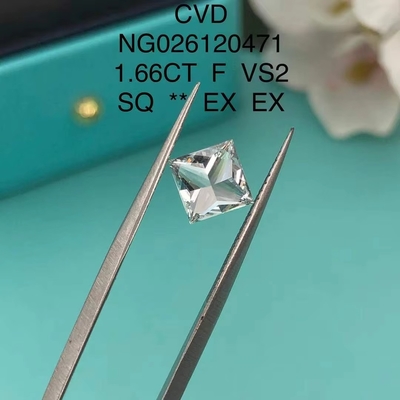 Certificado IGI NGIC Laboratório Crescido Diamante Princesa Quadrado Corte 1.66ct F VS2 Loose Hpht Cvd Diamante Moissanite