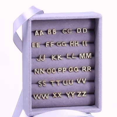 Moda Prata Esterlina Alfabeto A-z Brincos 18k Ouro Revestido 925 Prata Letras Stud Brincos