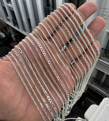 Gráfico Joalharia Italiana 925 Sterling Silver Figaro Chain Necklace Gold Silver Chain For Women