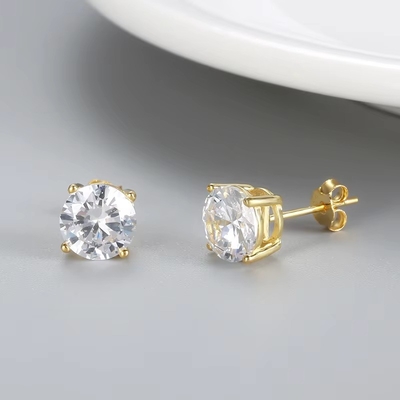 Brinquedos de Moda Coreana Brinquedos 925 Sterling Silver Clássico Brinquedos de Diamante Single 2-10mm Zirconia Stud Brinquedos Para Mulheres