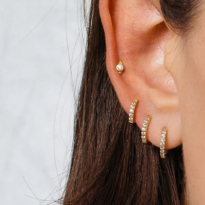 925 Sterling Silver Wholesale Jewelry Minimalista Pequeno 925 Sterling Silver Zircon Stud Brincos Revestidos de Ouro Brincos Para Mulheres