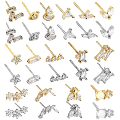 925 Sterling Silver Wholesale Jewelry Minimalista Pequeno 925 Sterling Silver Zircon Stud Brincos Revestidos de Ouro Brincos Para Mulheres